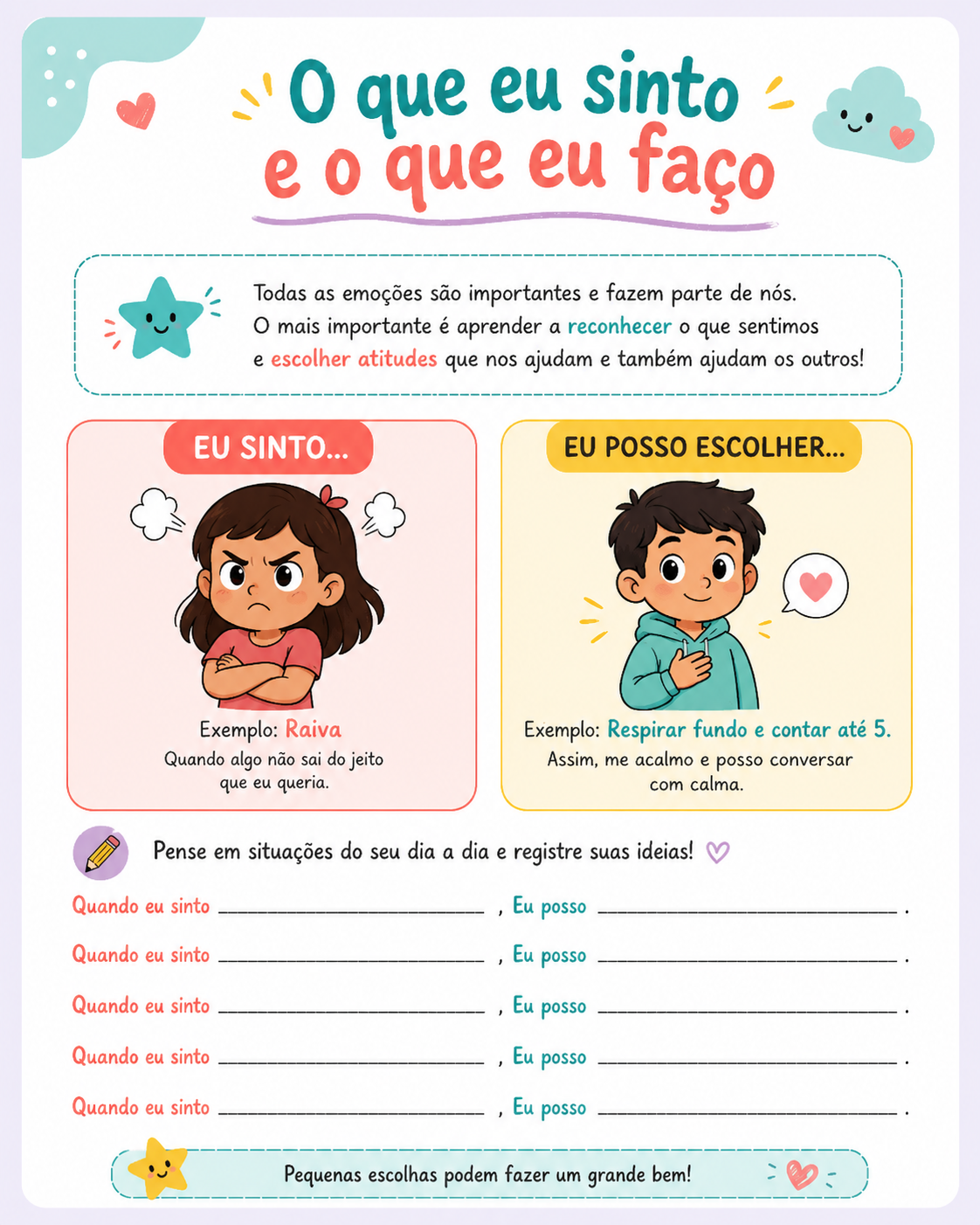 Criança meditando sobre emoções